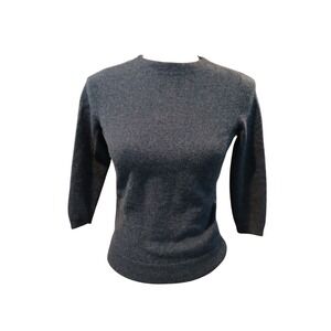 SOLD SOLD  Pure Cashmere Sweater Dark Blue Crew Neck 3/4 Sleeve SP Soft